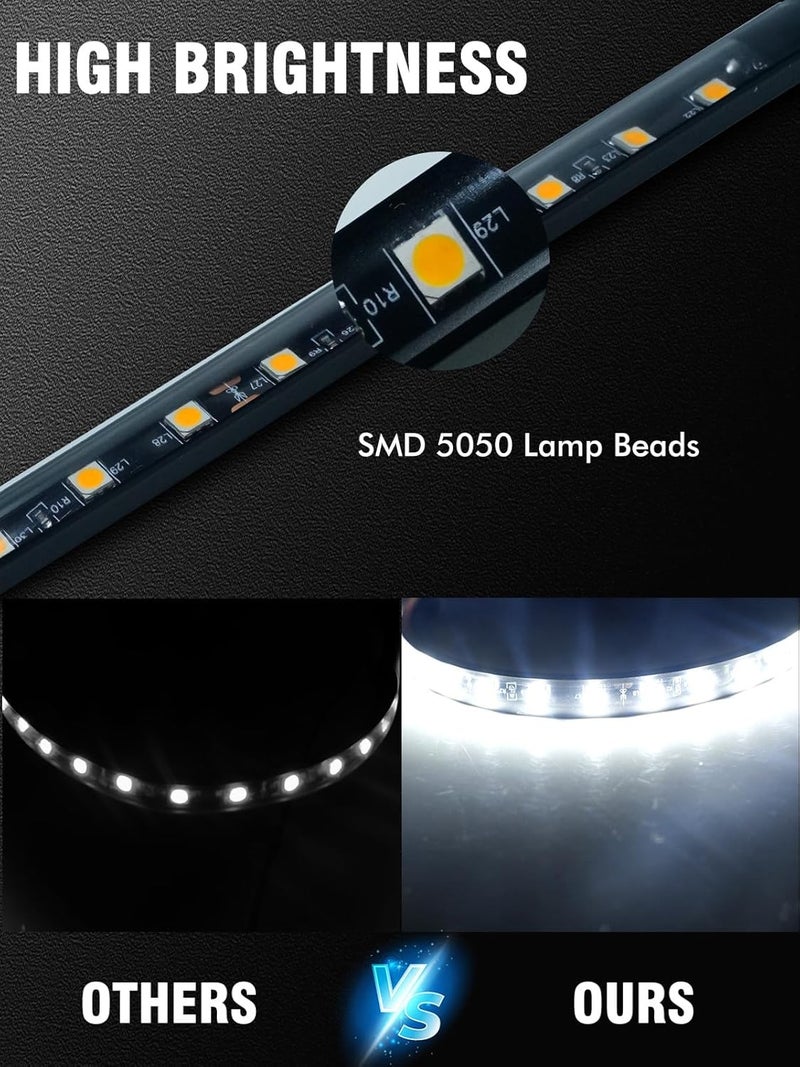 LEYMANRIYA 8 Pcs Car Led Light Strip IP67 Waterproof 11" Flexible Led Lights Underglow 12V for Car Motorcycle Boat Golf Cart Interior Exterior Decoration - White - Image 3
